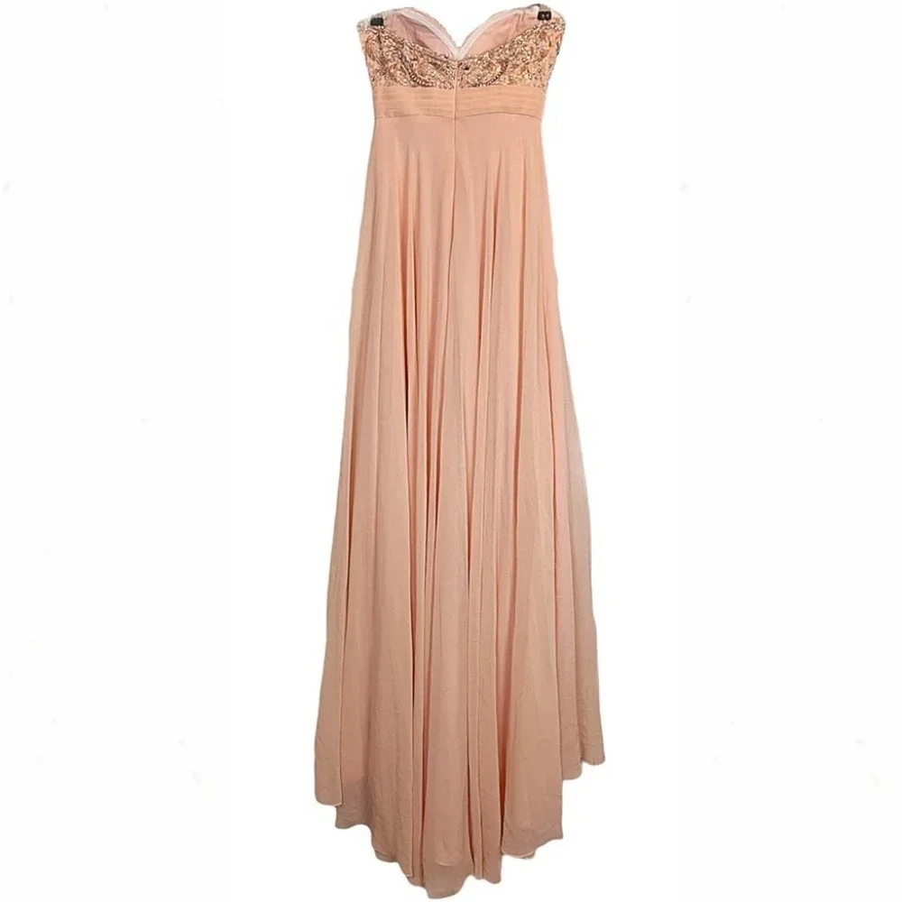 Jovani Peach Jeweled Sweetheart Strapless Gown - Picture 6 of 14